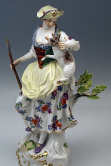 マイセン 羊飼いの女性と犬 ポーセリン人形 フィギュリン 
