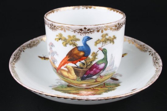 326 マイセン（Meissen）アンティーク 鳥と虫図コーヒーカップ