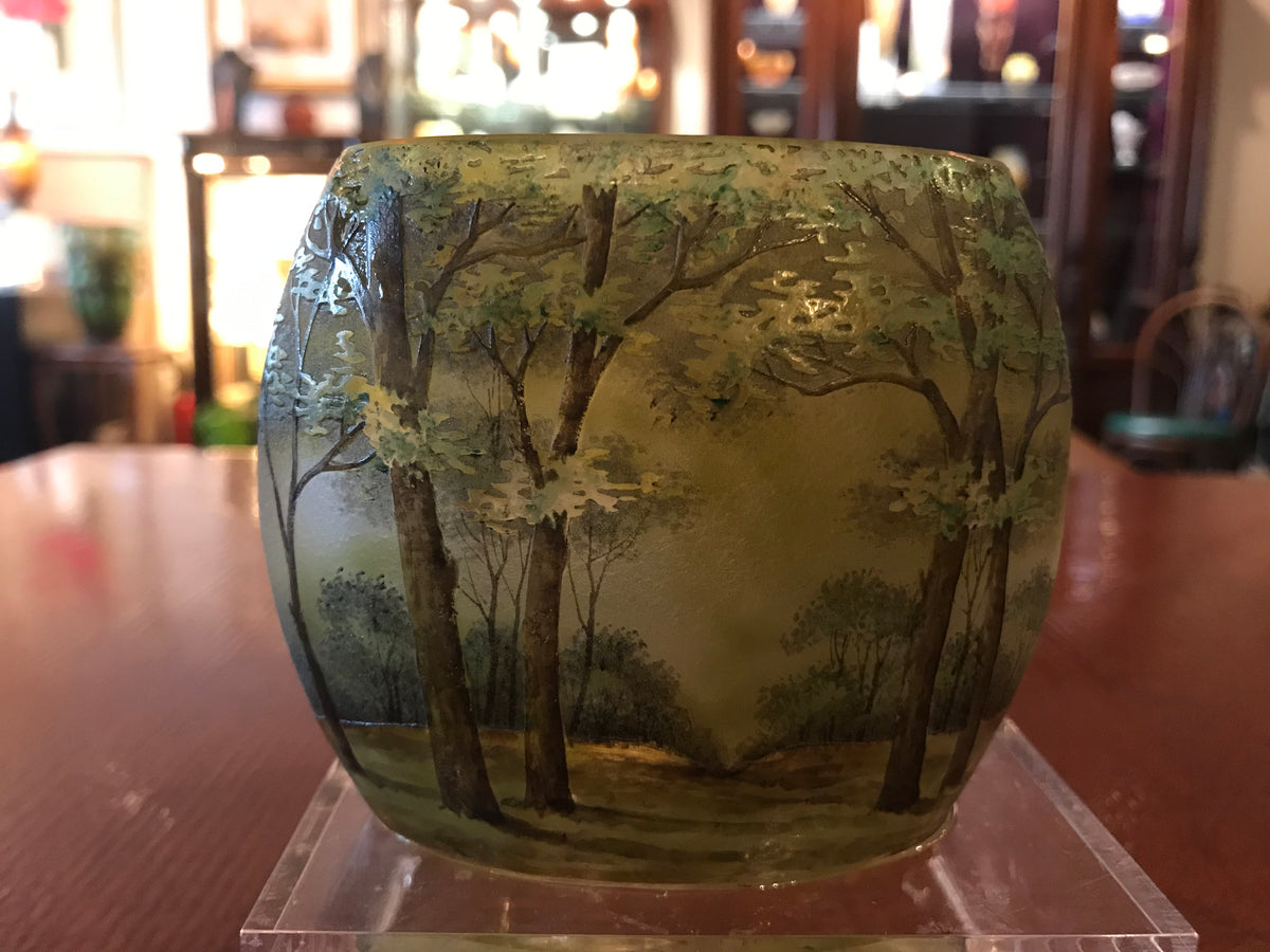ドームナンシー 冬景色文花瓶 Daum Nancy 花器 Daun nancy】 ドームナンシー 冬景色文花器 | Oldnice(オールド