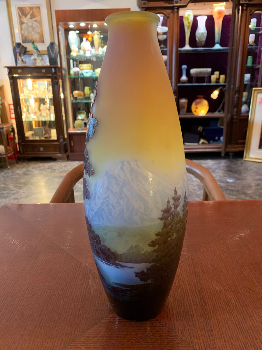 エミールガレ 山岳湖水風景 花瓶 多色仕様 - ガラス