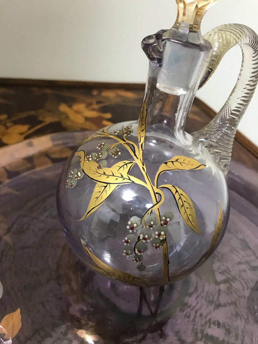 特別大特価オールドバカラ　スズランの花のリキュールグラスとデカンタセット エナメルグラス クリスタルガラス