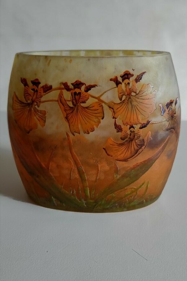 ドーム兄弟(Daum Nancy) オレンジ 楕円形の花瓶 – アンティーク