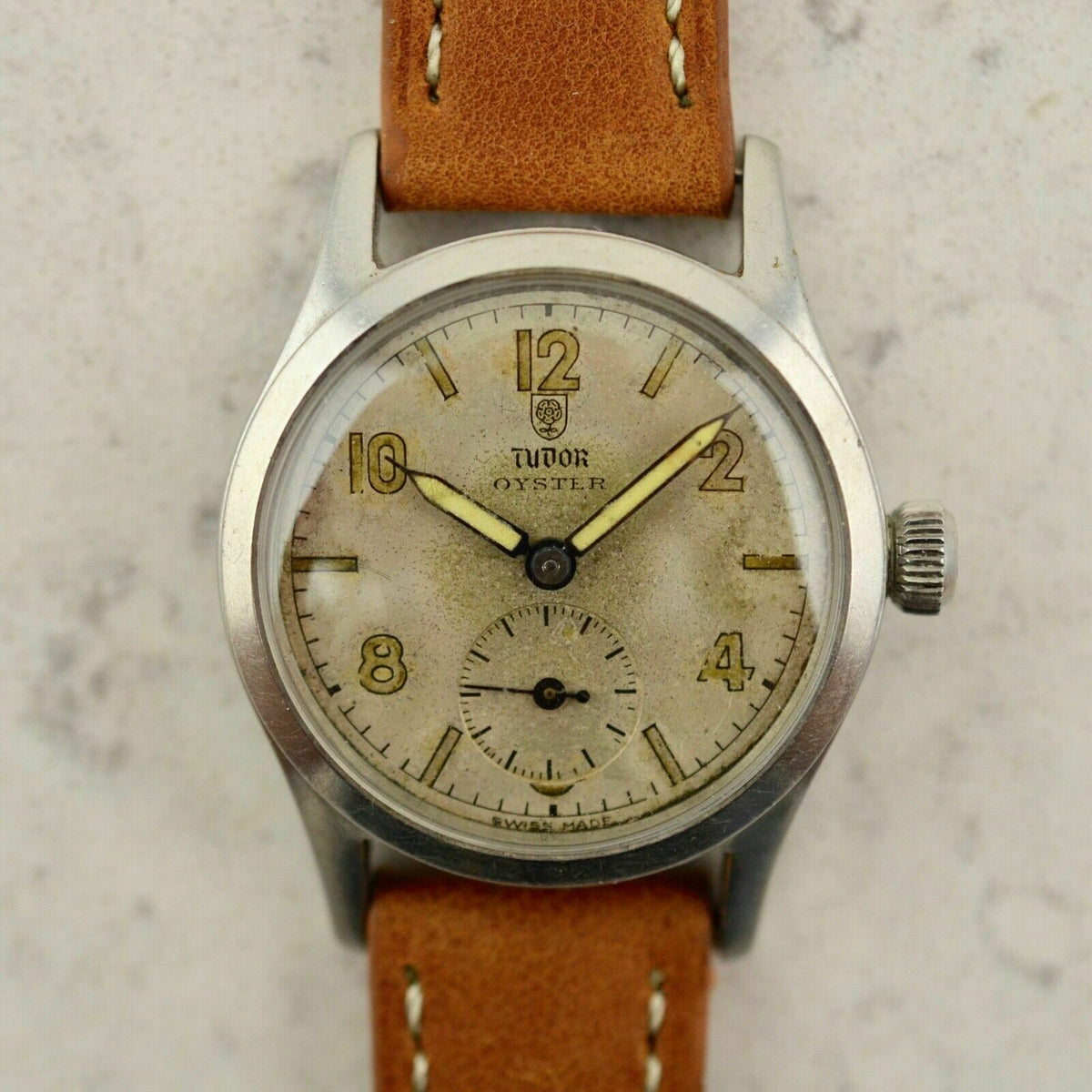 1940年ヴィンテージ チューダーオイスター ロレックス ミリタリー 参考番号4453 cal.59 腕時計 スチール製 – アンティークテーブルウェア