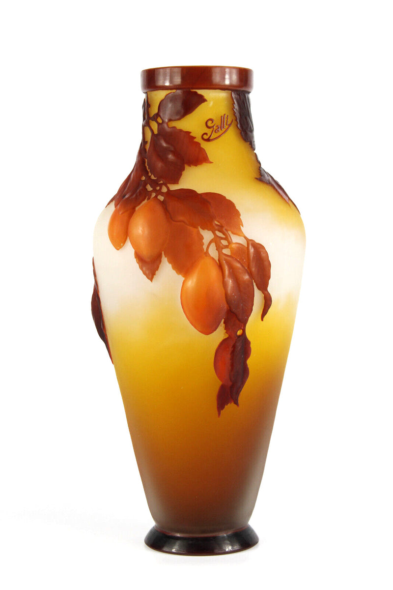 エミールガレ スフレ技法を使ったプラム文花瓶 – アンティーク