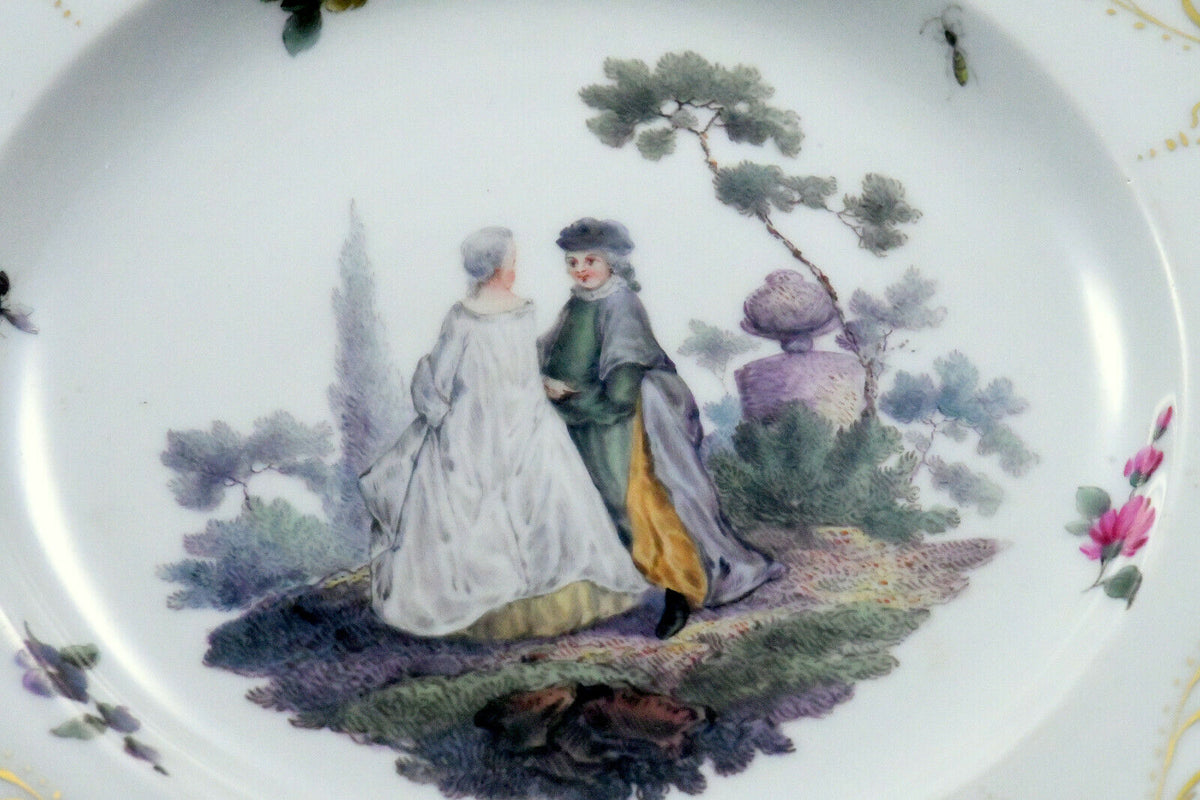 マイセン(Meissen)、ワトー、婦人柄、プレート、クナウフ期,1860-1880 ...