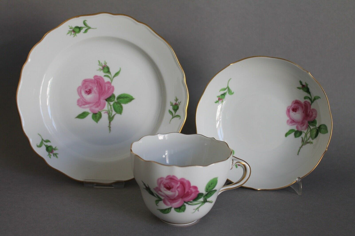 マイセン(Meissen) カップ・ソーサー・プレート ピンクローズ 金縁