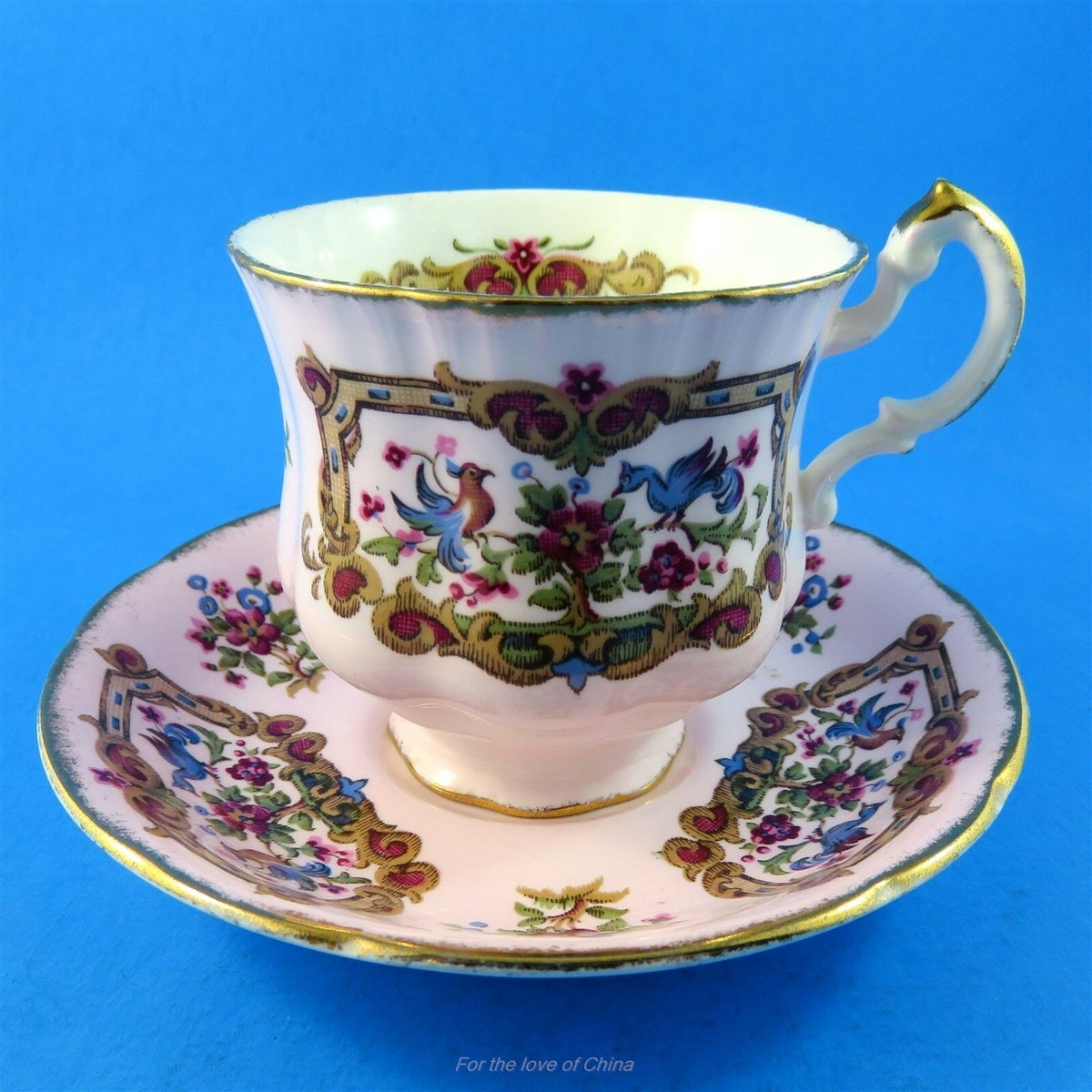 パラゴン ブルー 紫陽花 ピンク カップ アンティーク