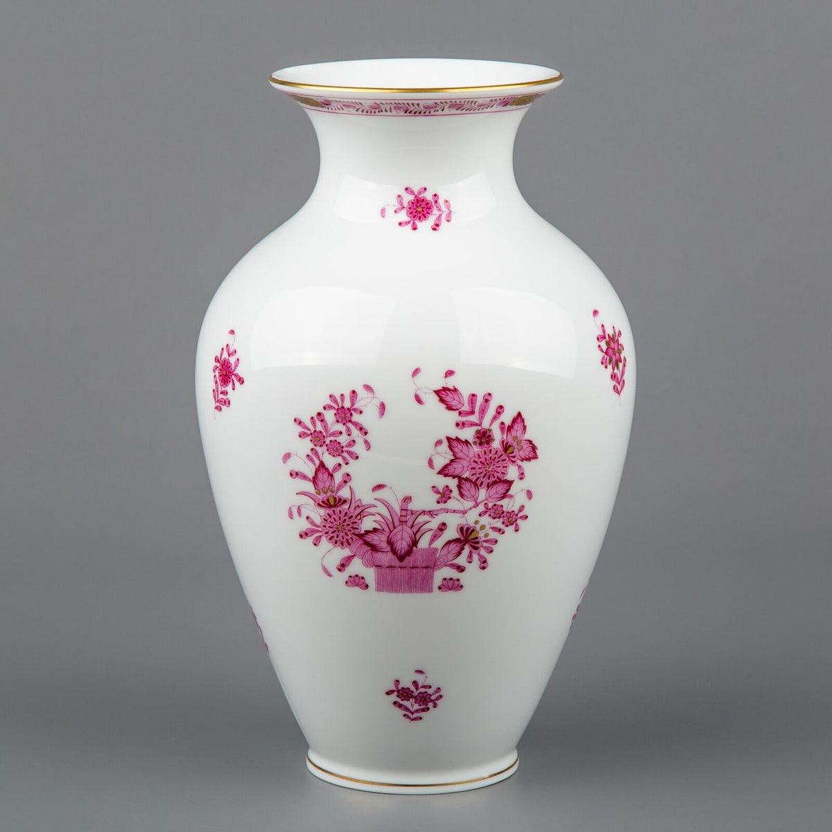 ヴィンテージ ヘレンド　 インドの華シリーズ。ピンク。大きな花瓶。鉢。 ヴィンテージ ヘレンド インドの華シリーズ。ピンク。大きな花瓶