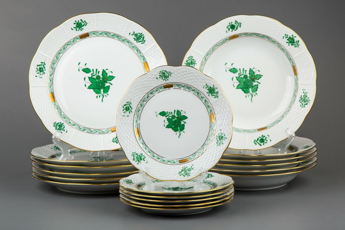 ヘレンド アポニーグリーン プレート3種 6客18枚セット – アンティーク