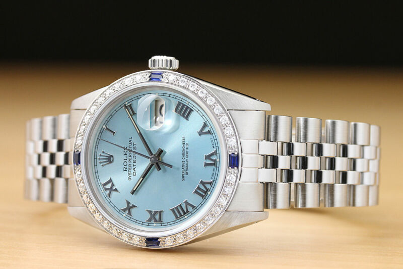 ロレックス メンズ デイトジャスト Ref.16014 アイスブルー ローマン 18Kゴールド ダイヤモンド サファイア&ステンレススチール腕時計