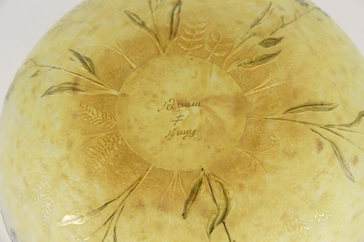 ドーム・ナンシー 勿忘草文 酸化腐食彫 エナメル彩 金彩 ボウル（1895年頃）