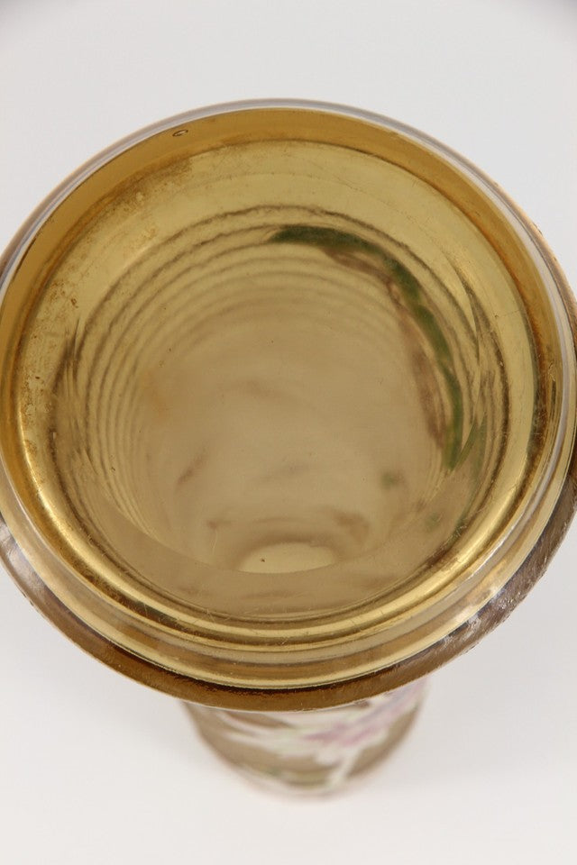 エミールガレの初期作品　エナメルガラスを使ったダリアの花が描かれたアールヌーボー花瓶