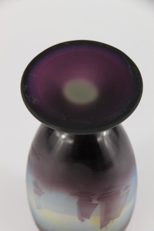 エミール・ガレ 帆船文 酸化腐食彫 カメオガラス 花瓶（1920年頃）