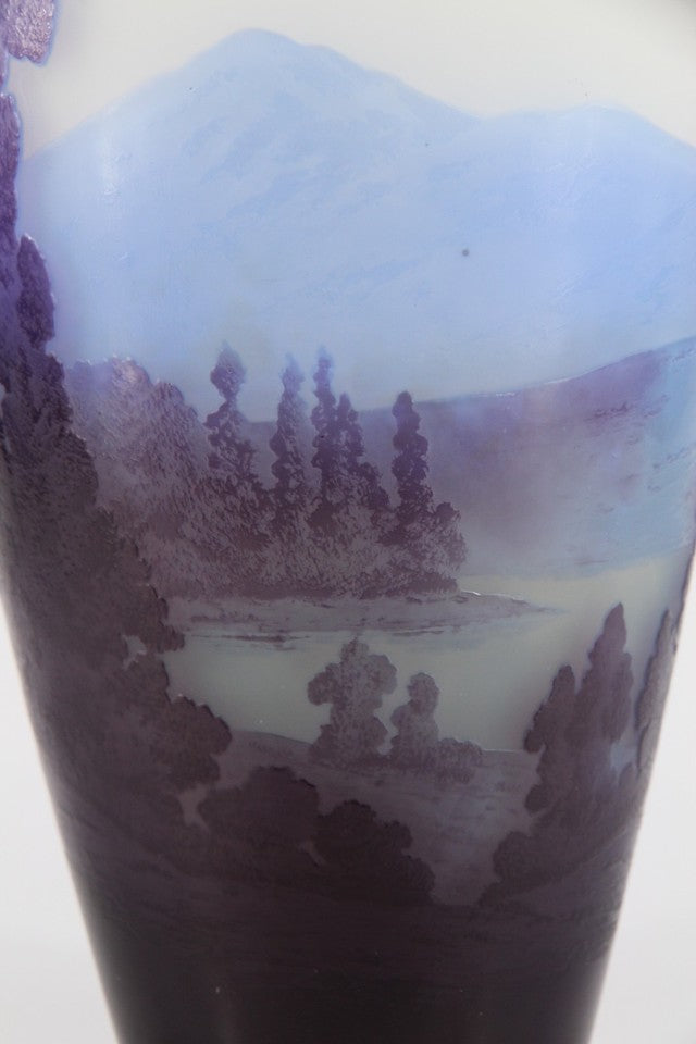 エミールガレ アルプスの湖の風景が描かれた花瓶