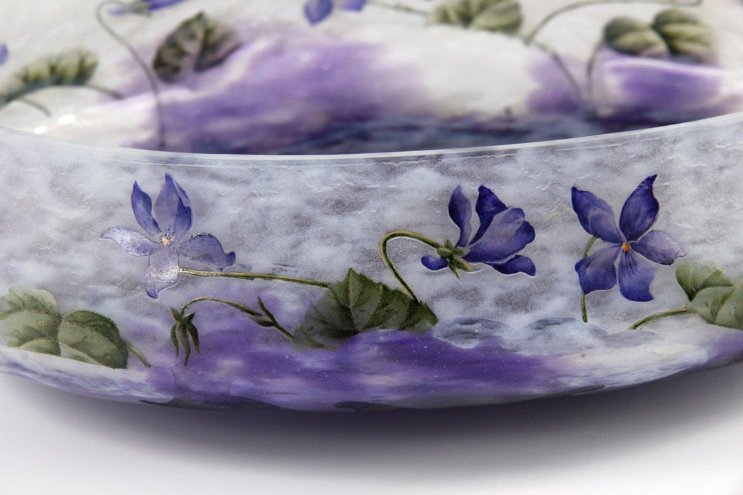 ドーム兄弟（ドームナンシー） スミレの花が描かれた大型クープ型花瓶