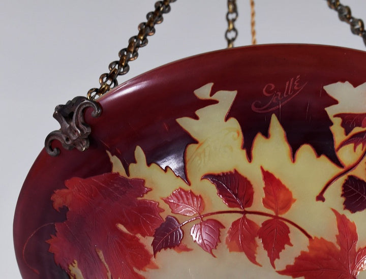 エミール・ガレ × Hettier & Vincent — 1925年頃 アールデコ期 ペンダントシャンデリア《紅葉 / Feuilles d'érable》