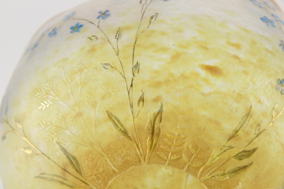 ドーム・ナンシー 勿忘草文 酸化腐食彫 エナメル彩 金彩 ボウル（1895年頃）