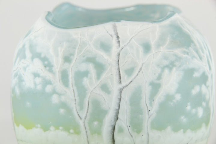1900年頃の製造 ドーム兄弟（ドームナンシー）「雪景色」文 カメオ・ガラス花瓶