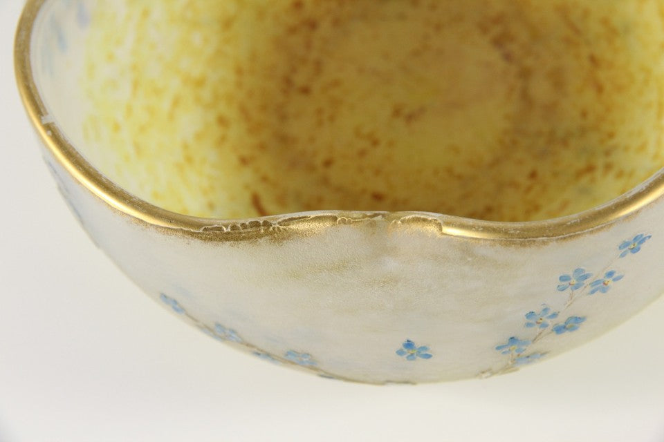 ドーム・ナンシー 勿忘草文 酸化腐食彫 エナメル彩 金彩 ボウル（1895年頃）