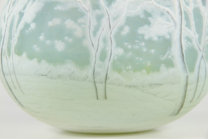 1900年頃の製造 ドーム兄弟（ドームナンシー）「雪景色」文 カメオ・ガラス花瓶