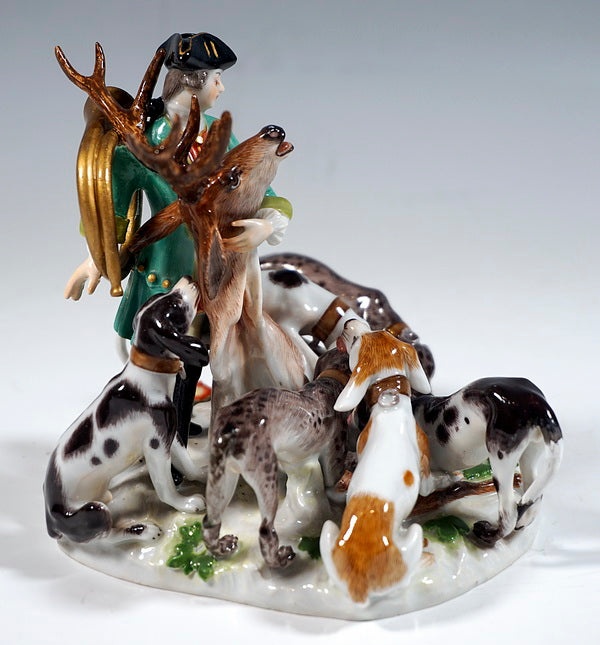 マイセン人形 フィギュア「猟犬と牡鹿を連れた狩人」1910年頃