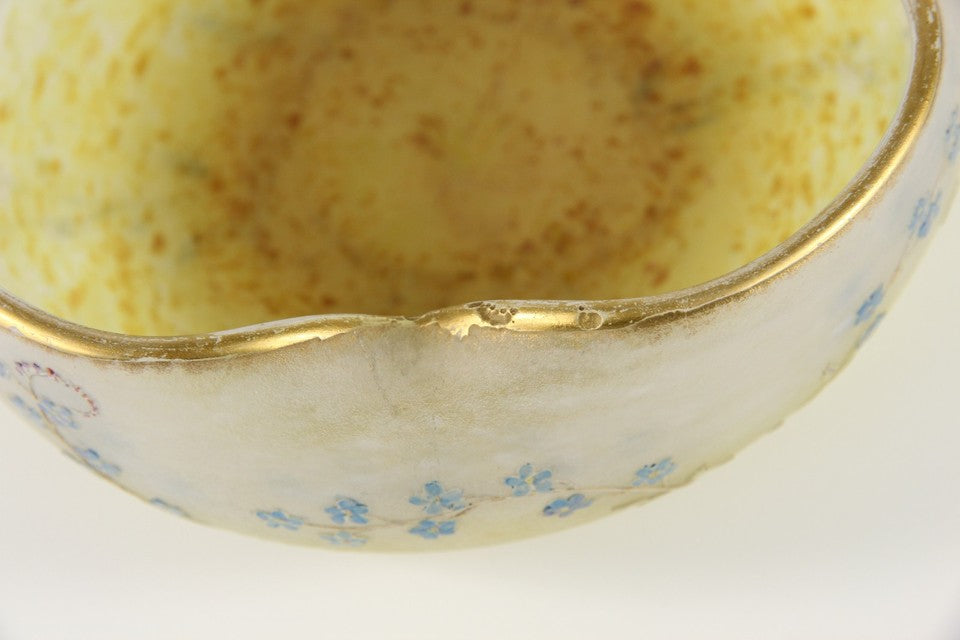 ドーム・ナンシー 勿忘草文 酸化腐食彫 エナメル彩 金彩 ボウル（1895年頃）