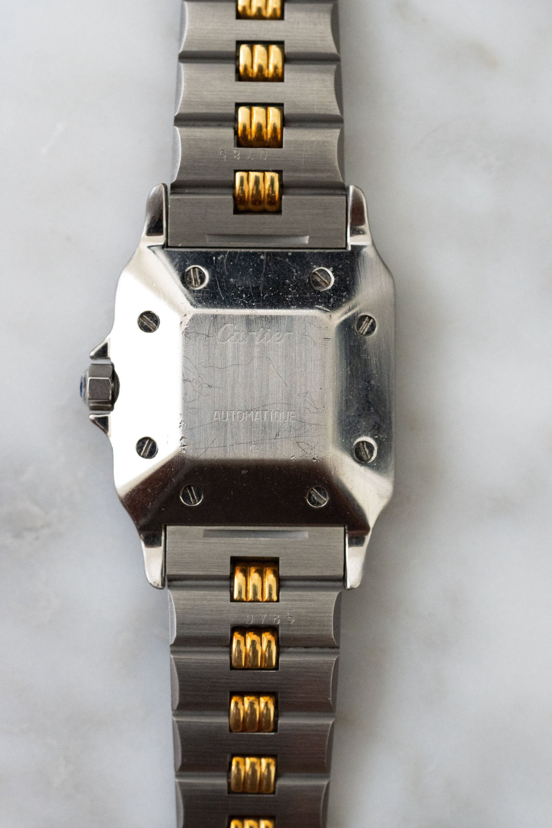 CARTIER カルティエ サントスカレ LMサイズ グレーダイヤル ゴースト コンビモデル ゴドロンブレス Ref.2961
