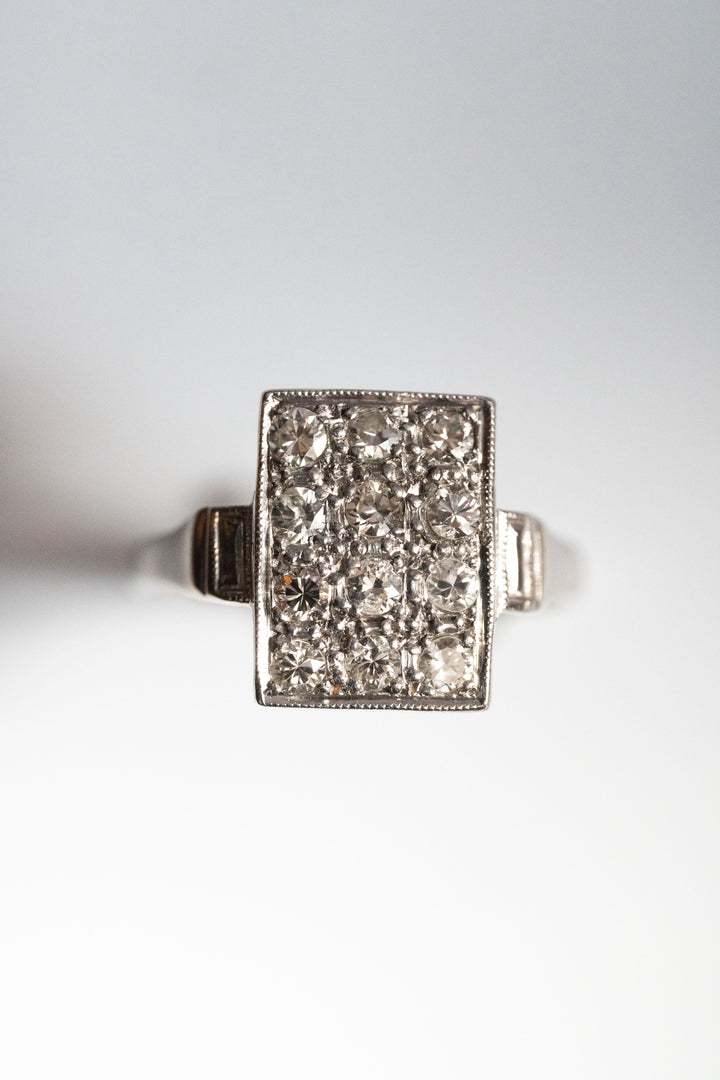 プラチナ製 2.3g 1920s アール・デコ ダイヤモンド・クラスター・リング