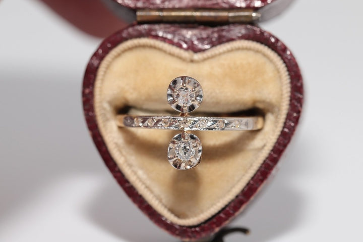 アンティーク 1900年代頃 手作り 18Kゴールド 天然ダイヤモンド 装飾 リング