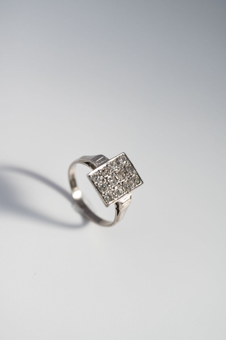 プラチナ製 2.3g 1920s アール・デコ ダイヤモンド・クラスター・リング