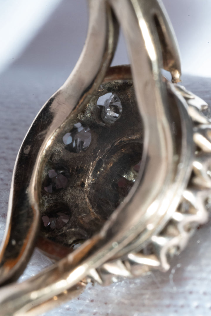 19世紀 ヴィクトリアン 9K 3.4g 天然真珠 & オールドカット・ダイヤモンド クラスターリング