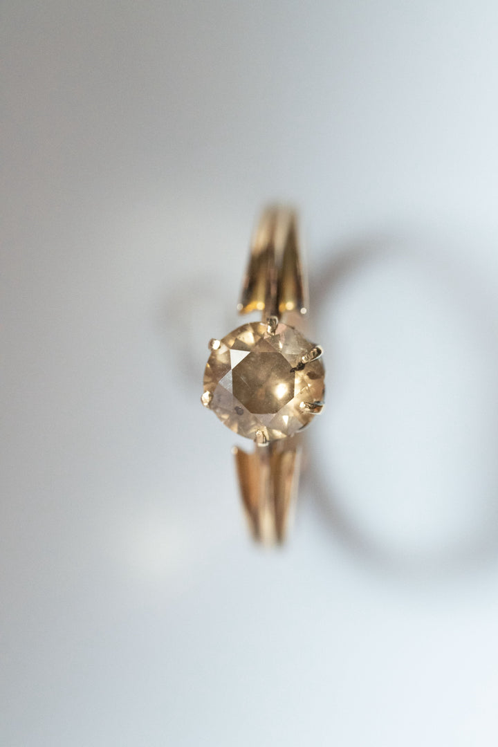 ヴィクトリアン 18Kゴールド 天然大粒ダイヤモンド（推定0.7ct）ソリティアリング