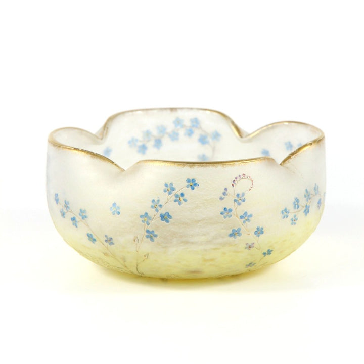 ドーム・ナンシー 勿忘草文 酸化腐食彫 エナメル彩 金彩 ボウル（1895年頃）