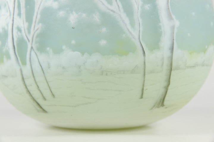 1900年頃の製造 ドーム兄弟（ドームナンシー）「雪景色」文 カメオ・ガラス花瓶