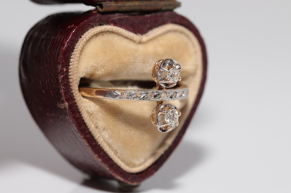 アンティーク 1900年代頃 手作り 18Kゴールド 天然ダイヤモンド 装飾 リング