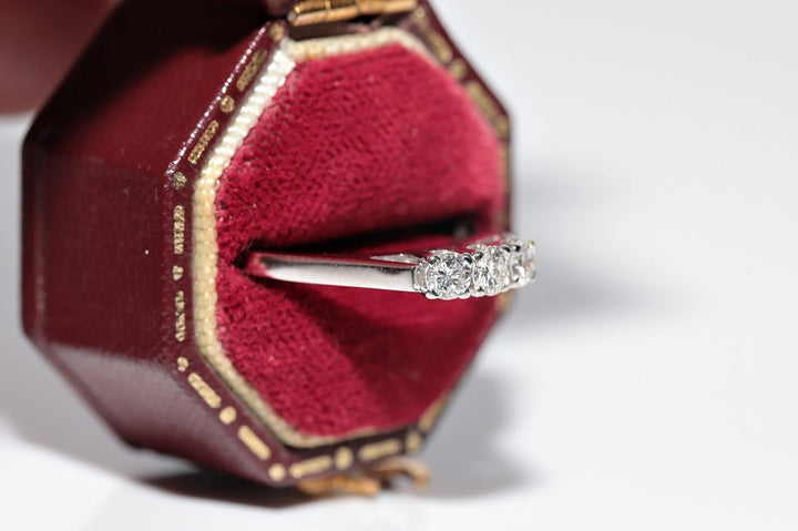 ヴィンテージ 1970年代頃 18K ゴールド 天然 3 ダイヤモンド 装飾 バンド リング