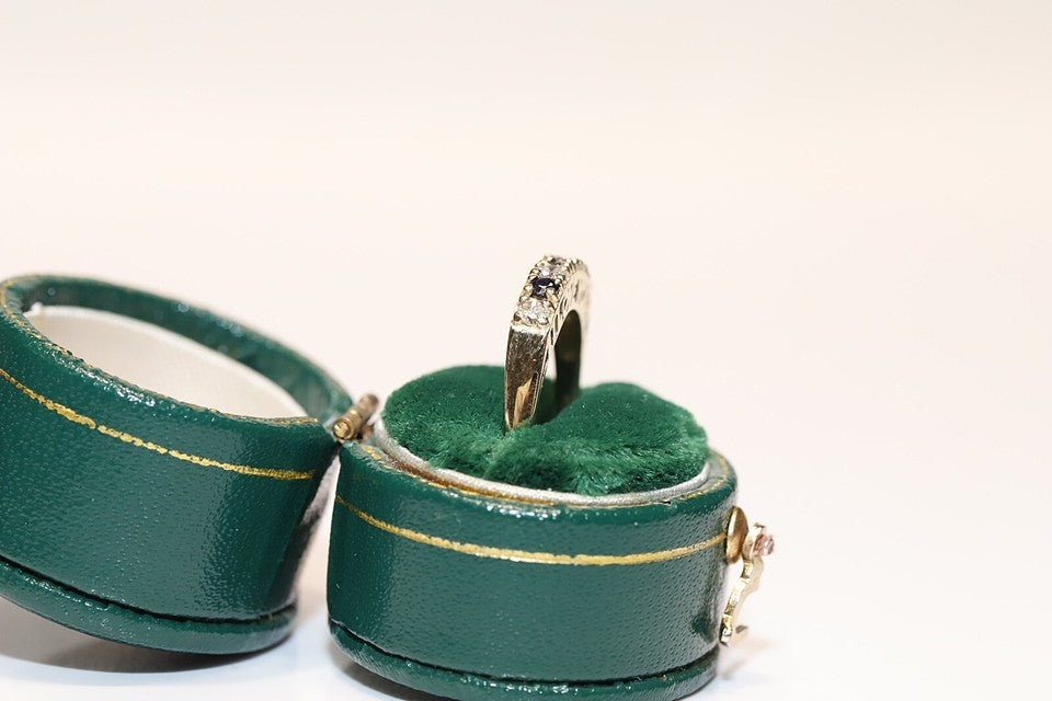 アンティーク 1900年代頃 9Kゴールド 天然ダイヤモンド サファイア リング