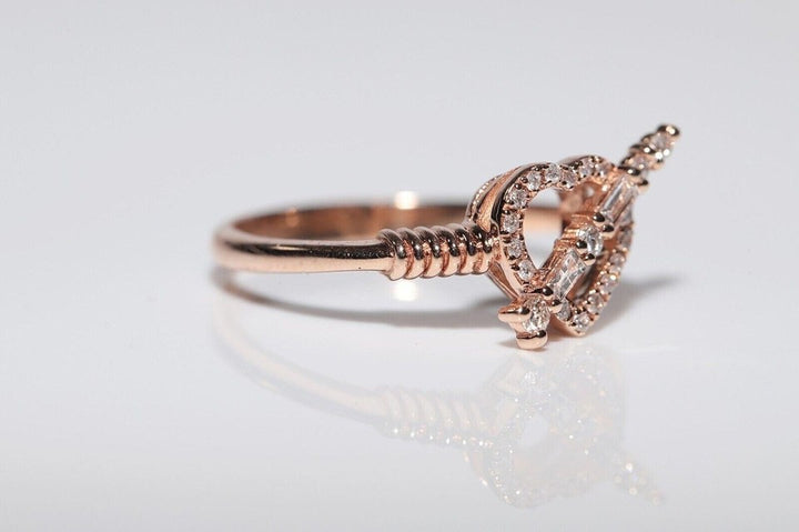 14K ローズゴールド 天然ダイヤモンド 派生ハート アローデザインリング