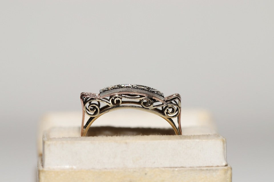 アンティーク 1900年代頃 14K ゴールド 天然ダイヤモンド 装飾 リング