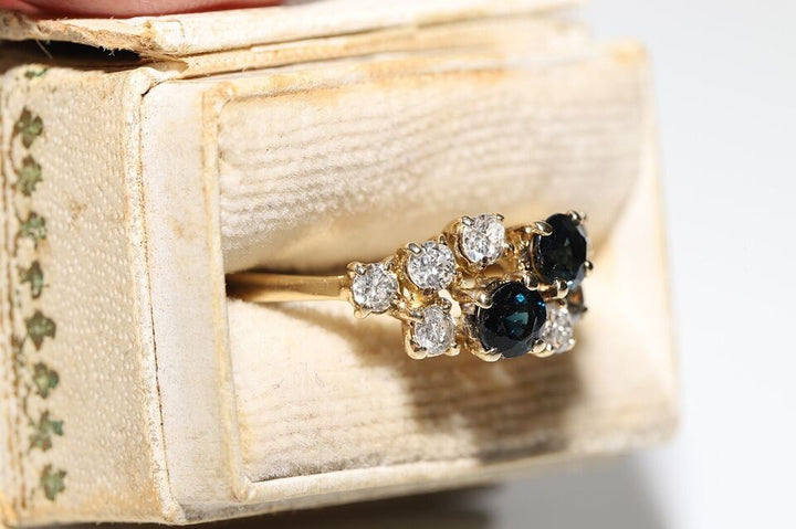ヴィンテージ 1980年代頃 14K ゴールド 天然 ダイヤモンド サファイア 装飾 リング