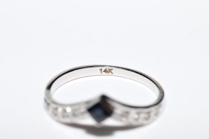 ヴィンテージ 1980年代頃 14K ゴールド 天然 ダイヤモンド サファイア 装飾 リング