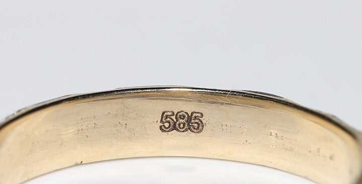 新品14Kゴールド天然ダイヤモンド装飾エナメルリング