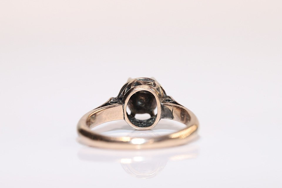 アンティーク 1900年代頃 8K ゴールド ナチュラル ローズ カット ダイヤモンド ソリティア リング