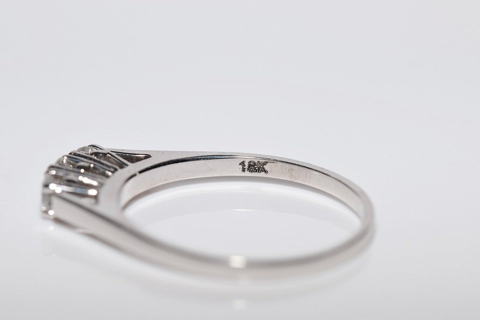 ヴィンテージ 1970年代頃 18K ゴールド 天然 3 ダイヤモンド 装飾 バンド リング