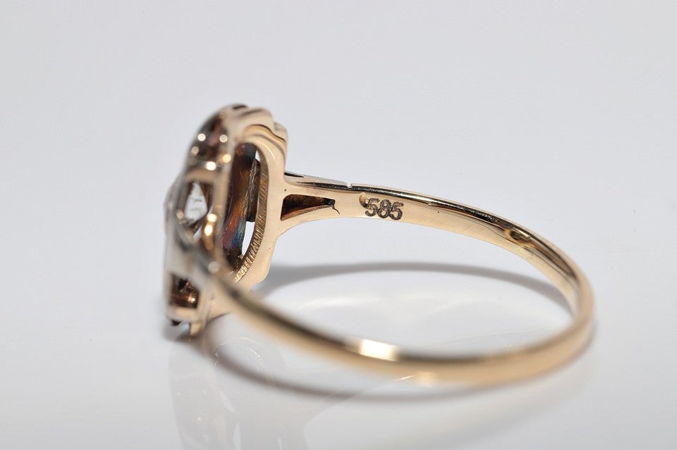 アンティーク アールデコ 14K ゴールド ナチュラル オールド カット ダイヤモンド 装飾 ソリティア リング