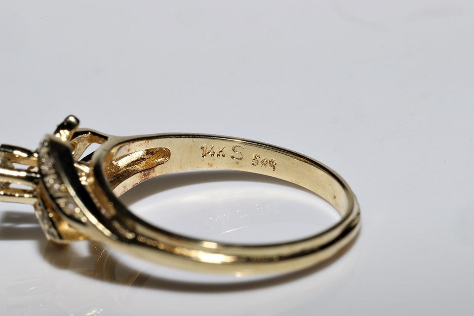 ヴィンテージ 1980年代頃 14K ゴールド 天然 ダイヤモンド 装飾 プリティ リング