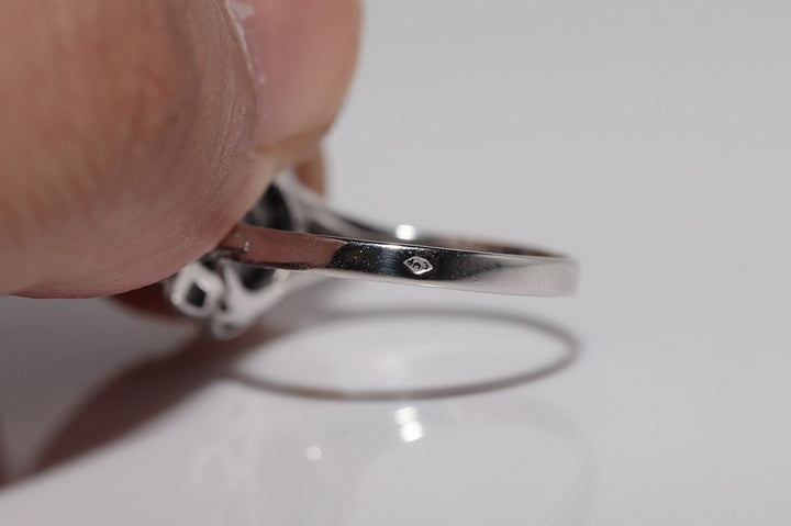 アンティーク 18Kゴールド アールデコ 18Kゴールド 天然ダイヤモンド 装飾 ラウンドデザイン リング