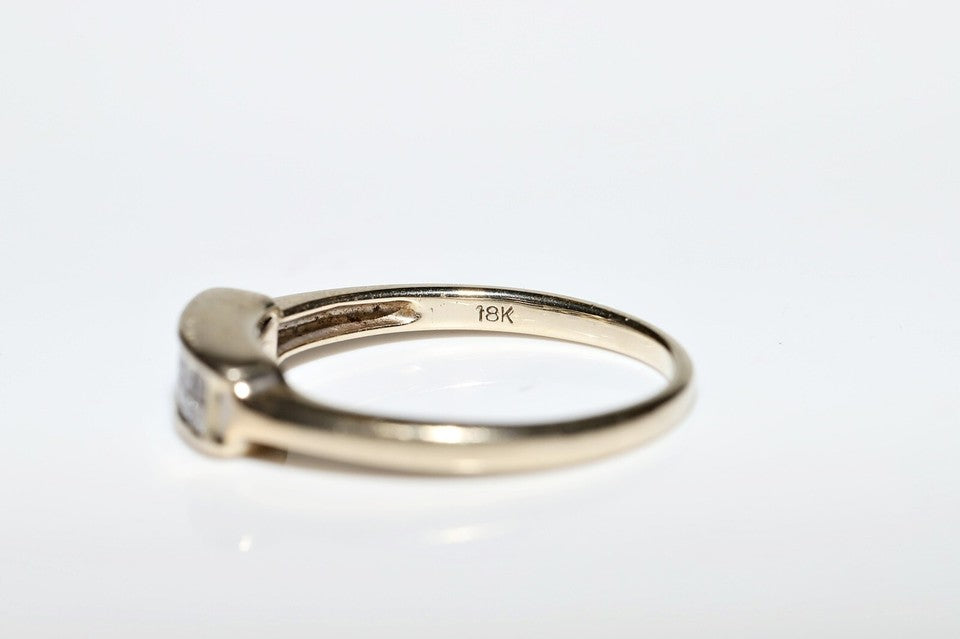 ヴィンテージ 1980年代頃 18K ゴールド ナチュラル プリンセス カット ダイヤモンド 装飾 リング