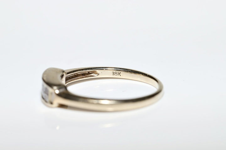 ヴィンテージ 1980年代頃 18K ゴールド ナチュラル プリンセス カット ダイヤモンド 装飾 リング