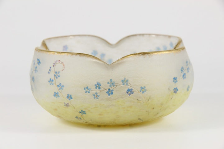 ドーム・ナンシー 勿忘草文 酸化腐食彫 エナメル彩 金彩 ボウル（1895年頃）